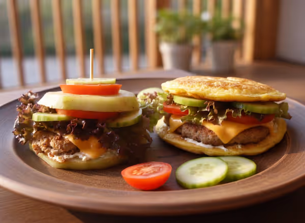 Burgers sans pain : burger au chou-rave et burger à l'omelette