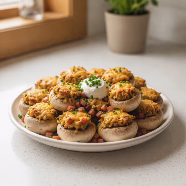 Champignons farcis au jambon et au fromage